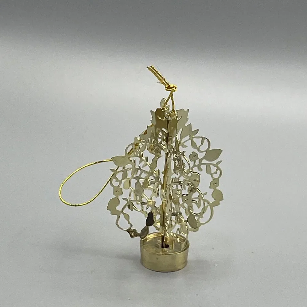 11 Gold Metal Filigree Christmas Ornaments Santa Sleigh Train Tree Snowflake